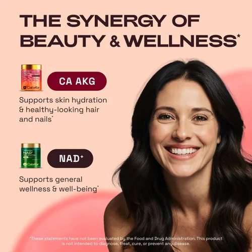 Vista 2 de Cata-Kor Suplemento NAD+ y complejo Ca-AKG - Suplemento liposomal NAD+ con resveratrol (60 cápsulas) y complejo de belleza Ca-AKG, MSM, ácido