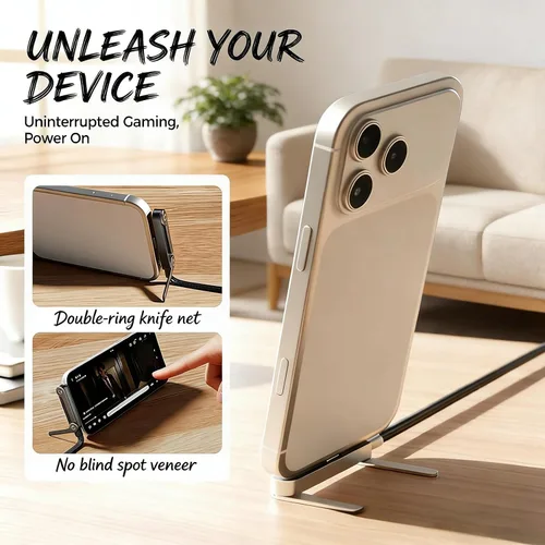 Vista 4 de Cable de carga rápida trenzado de 240 W con soporte para teléfono integrado, cable USB-C plegable duradero de 90 grados, cable USB C de ángulo