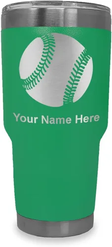 Vista 28 de LaserGram Vaso personalizado de 20 onzas, pelota de béisbol (verde camuflado)