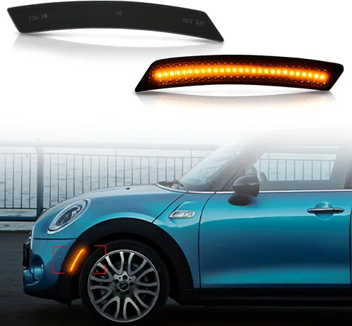 Vista 16 de Ensamble de luz de marcador lateral Bestview compatible para MINI Cooper R50 R52 R53 2002-2006, luces de señal de giro intermitentes secuenciales