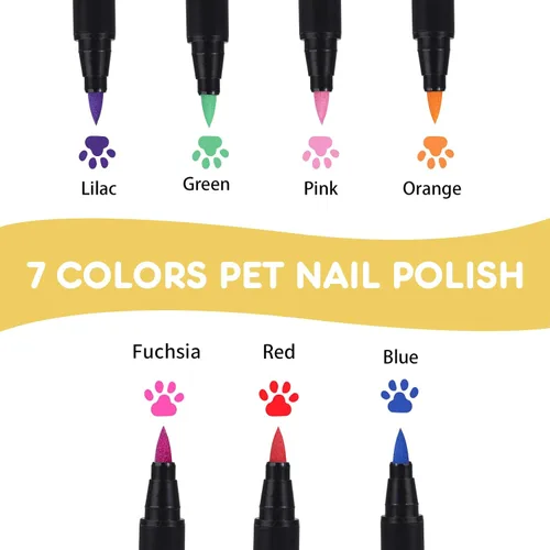 Vista 2 de 7 colores de esmalte de uñas de perro de secado rápido, esmalte de uñas seguro para mascotas, fácil de aplicar, no tóxico, uñas para perros