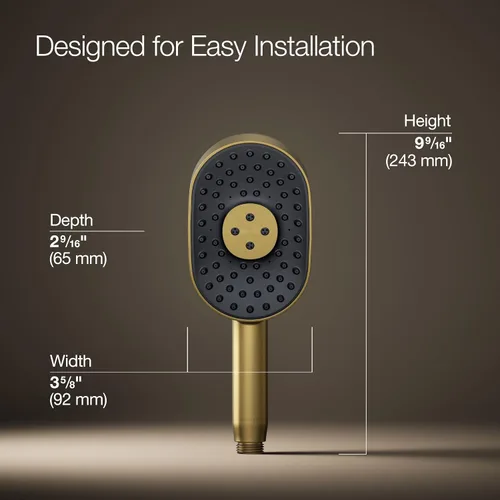 Vista 3 de KOHLER 26284-G-2MB Statement™ Multifunción Oblonga 1.75 gpm Ducha de mano, latón moderno cepillado vibrante