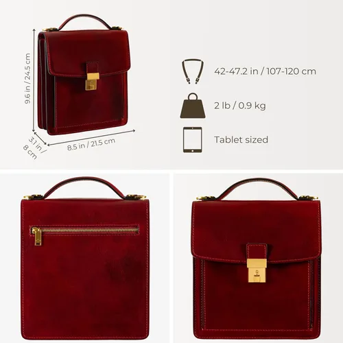 Vista 4 de Time Resistance Maletín pequeño de cuero para hombre, bolso cruzado