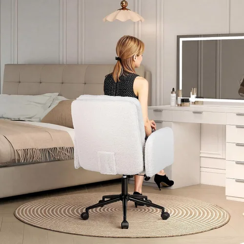 Vista 8 de Youhauchair Silla de escritorio tapizada giratoria para oficina en casa, altura ajustable, respaldo medio, silla moderna de cachemira sintética