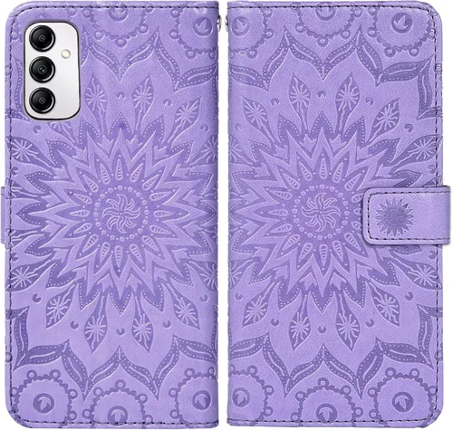 Vista 4 de Asuwish Funda de teléfono para Samsung Galaxy A14 5G con protector de pantalla de vidrio templado y funda delgada de piel de girasol, soporte