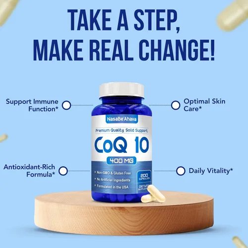 Vista 6 de Cápsulas CoQ10 de 400 mg Coenzima Q10 apta para veganos 400 mg por porción de suplemento de ubiquinona de fácil absorción para la piel, corazón