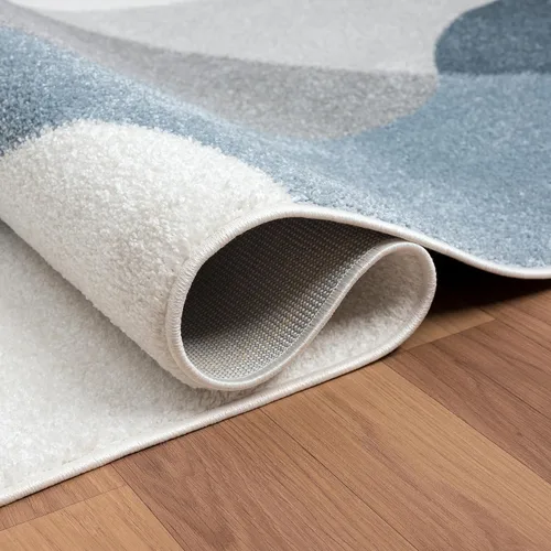 Vista 5 de Abani Deco Collection - Alfombra de área color crema/azul de mediados de siglo, 4 x 6 pies, fácil de limpiar, duradera para niños y mascotas,