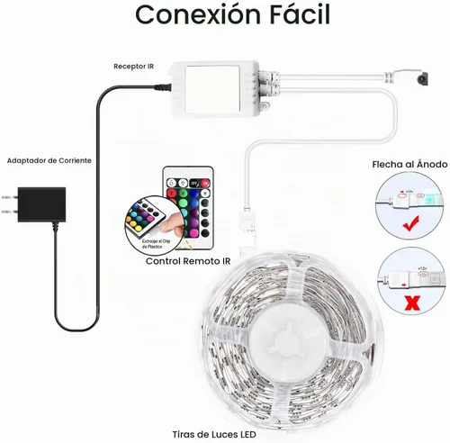 Vista 7 de DAYBETTER - Tira de luces LED inteligentes de 32.8 pies, kits de tira de luces LED RGB 2835 con control remoto de 24 teclas, tira de luces LED