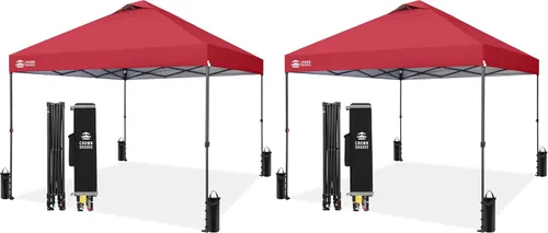 Vista 29 de CROWN SHADES Tienda de campaña desplegable de 10x10, toldo para exteriores Rojo