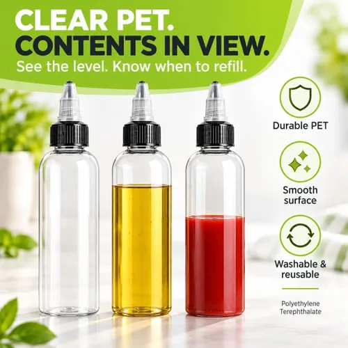 Vista 8 de Paquete de 36 botellas dispensadoras transparentes con tapas