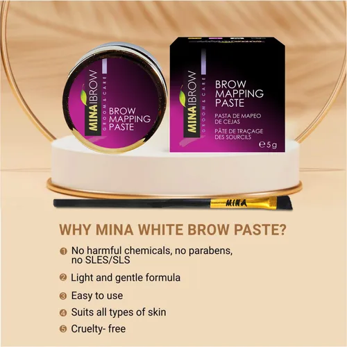 Vista 6 de MINA Pasta de cejas blanca de 0.18 oz Dibuja o dibuja la forma correcta de la ceja Ayuda a perfeccionar el tinte de cejas, pasta blanca