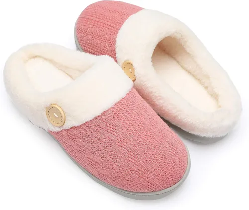Vista 13 de Chantomoo Pantuflas para Mujer Cálidas y Cómodas con Espuma Viscoelástica Pantuflas de Casa Zapatos de Punto con Forro de Piel Sintética Suela
