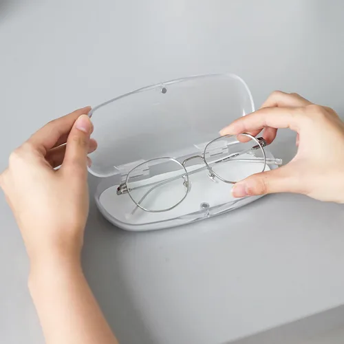 Vista 5 de 3 piezas de carcasa rígida para gafas translúcidas esmeriladas de plástico con cierre magnético