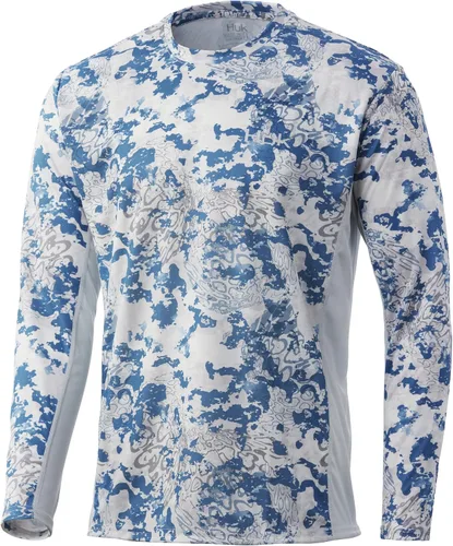 Vista 32 de HUK Camisa de manga larga Icon X para hombre, camisa de pesca de alto rendimiento Azul celeste