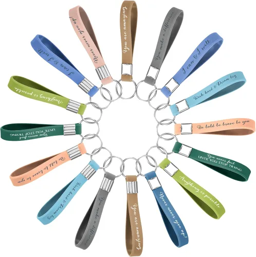 Vista 7 de 24 llaveros inspiradores de regalo para mujeres, con cita motivacional, llaveros de agradecimiento para profesores, Color fresco