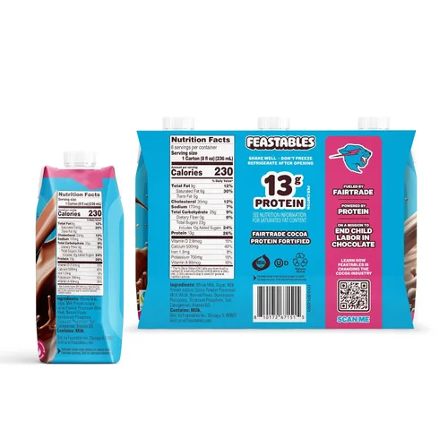 Vista 2 de MrBeast Feastables Protein - Bebida de leche de chocolate, estable