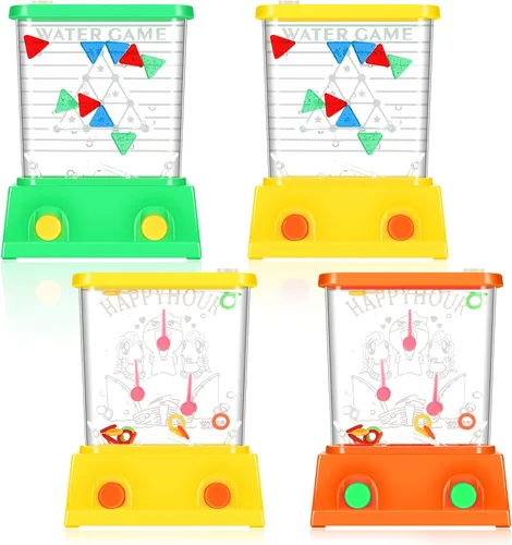Vista 9 de Gejoy Juego de 4 piezas de juguetes de agua de mano para canasta de Pascua para niños, juego de mano para lanzar anillos de agua, mini retro