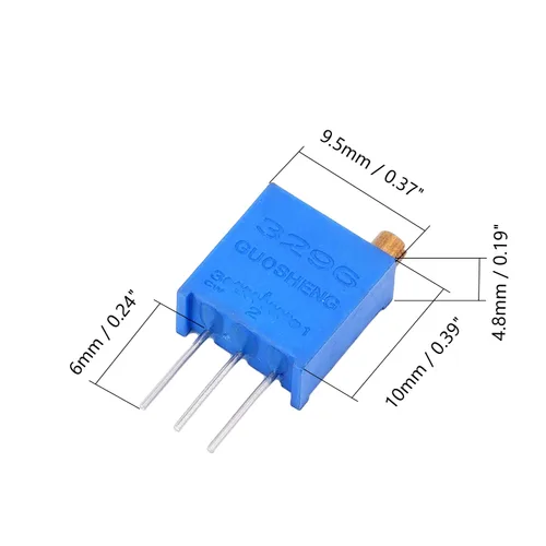 Vista 2 de Fielect 20 Potenciómetros de recortadora multigiro de 100R Ohm Potenciómetros de resistencia variable de 3 pines, 3296W-101