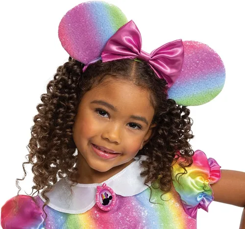 Vista 3 de Disfraz de Minnie Mouse arcoíris, traje oficial de Minnie Mouse de Disney para niñas