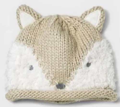 Vista 2 de Cloud Island Juego de gorro y funda para pañales de zorro bebé en beigeblanco, talla única (0-6 meses), Beigeblanco