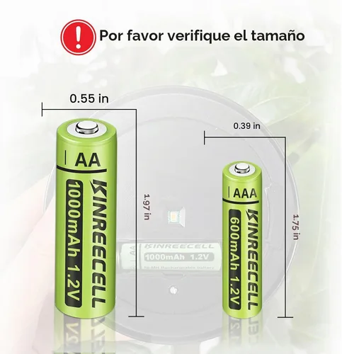 Vista 6 de Baterías AA recargables, baterías solares Ni-MH doble A de alta capacidad 1.2 V precargadas para luces solares al aire libre (AA-1000mAh-12pack)
