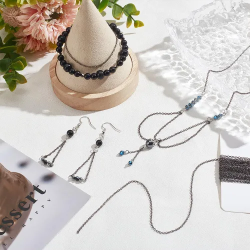 Vista 5 de PH PandaHall Cadena de cable de latón de 5 yardas de 0.059 in de ancho, cadena de eslabones trenzados, joyería para pulseras, collares, joyas