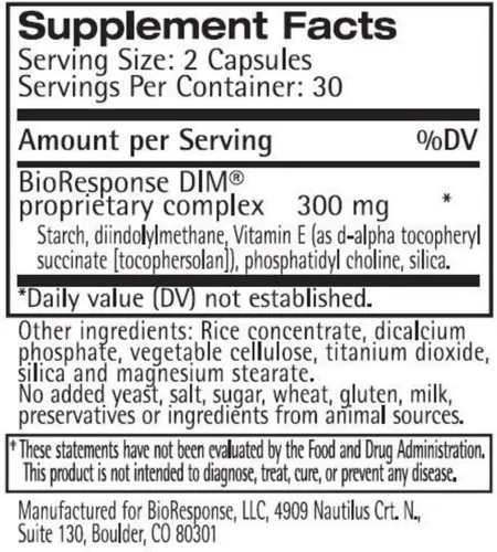 Vista 3 de BioResponse DIM 150-150mg x 60 cápsulas
