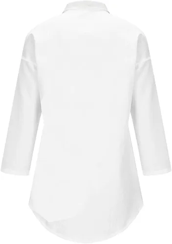 Vista 4 de Camisas con botones para mujer, estilo casual, de manga larga, con estampado floral, con solapa, ajuste holgado, con bolsillo