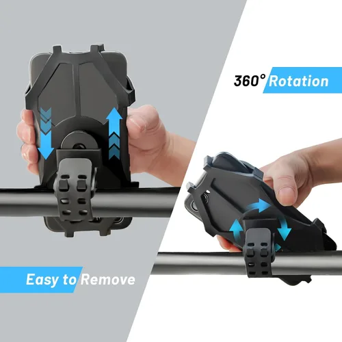 Vista 2 de Soporte desmontable para teléfono de bicicleta, ajuste de rotación de 360 grados, adecuado para teléfonos inteligentes de 4 a 6.5 pulgadas