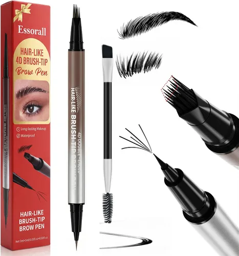 Vista 12 de Lápiz de cejas para mujer, 2 en 1 Microblading con puntas cuadradas 4D y ultrafinas, lápiz de cejas impermeable de larga duración, trazos similares