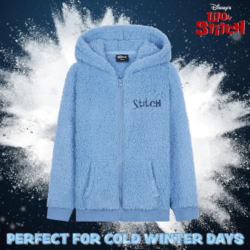 Vista 2 de Disney Stitch Sherpa - Sudadera con capucha para niñas, forro polar con cremallera para niños y adolescentes