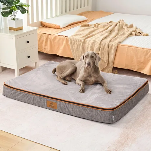 Vista 21 de LIORCE Cama grande para perros de espuma viscoelástica, camas ortopédicas de 4 pulgadas de grosor para perros grandes, cama impermeable para perros