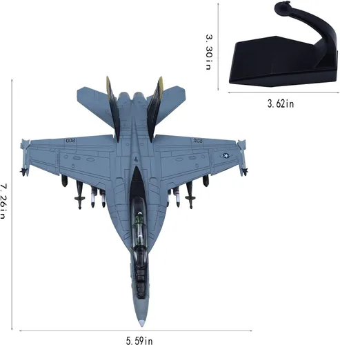 Vista 5 de F-18 Hornet Strike Attack Fighter Avión Modelo 1/100 Modelos militares fundidos a troquel F/A-18