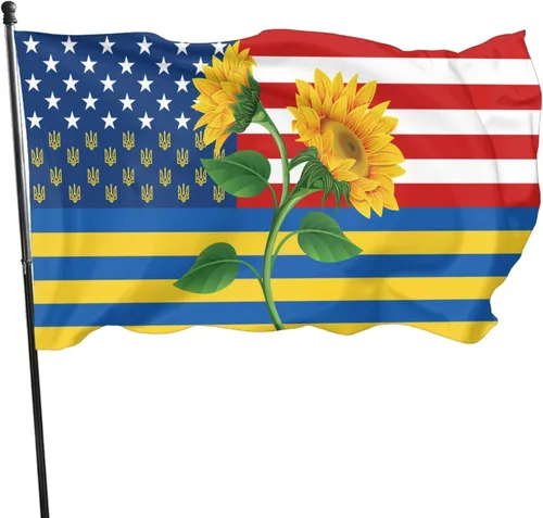 Vista 12 de Bandera de amor por Ucrania Bandera de girasol patriótica de jardín americano de 12x18 pulgadas a prueba de decoloración Bandera de jardín