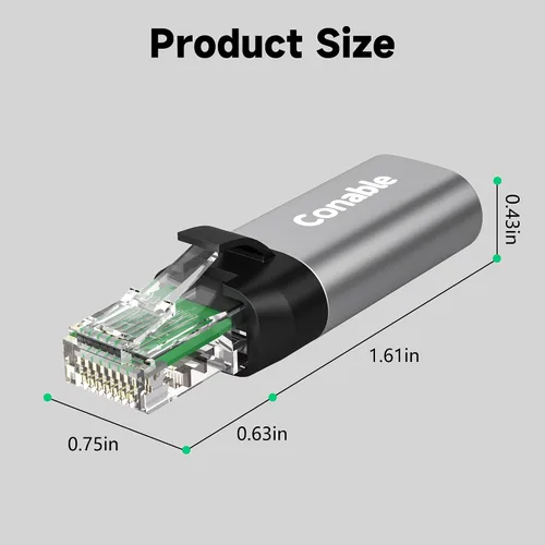 Vista 5 de Adaptador USB C a Ethernet, adaptador Ethernet macho a USB-C hembra, adaptador de red tipo C a RJ45, conexión directa, esencial para viajes/oficina