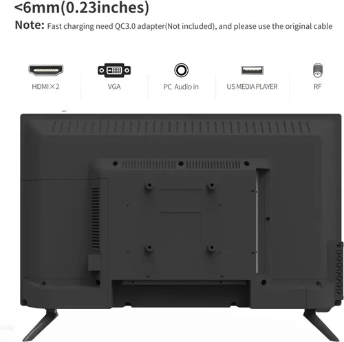 Vista 7 de ATYME Televisor Monitor LED HD de 720p a 60Hz de 24 pulgadas clase, Pantalla Plana, Televisión No Inteligente, Clase de 24", 60Hz, LED HDTV con 1