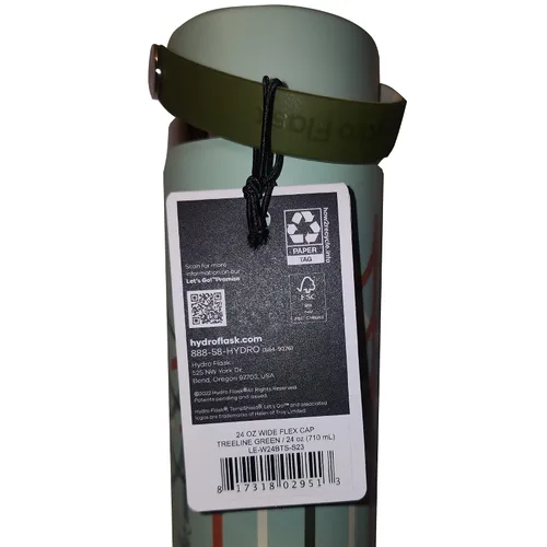 Vista 3 de Hydro Flask Treeline Green - Botella ancha con tapa flexible de 24 onzas, 1 EA