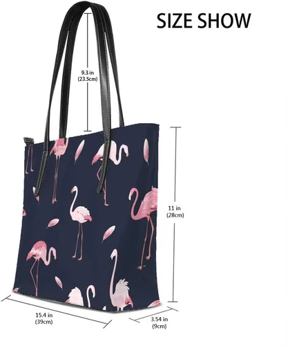 Vista 2 de Grandes bolsas de mano de trabajo de las mujeres de la PU de cuero de moda rosa flamencos bandada bolsos bolso del comprador bolso casual