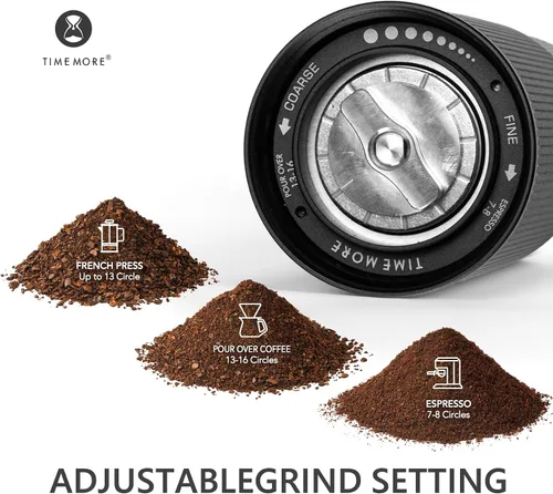 Vista 4 de TIMEMORE Chestnut C3S Pro Molinillo de Café Manual, Molinillo de Café de Rebaba Cónica de Acero Inoxidable S2C, Molinillo de Café de Mano con Mango
