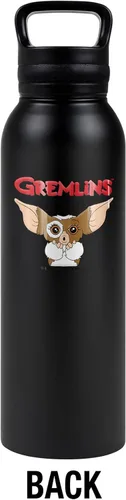 Vista 2 de Gremlins OFFICIAL Gizmo Logo - Botella de agua aislada de 24 onzas, resistente a fugas, de acero inoxidable aislado al vacío con tapa de bucle, Negro