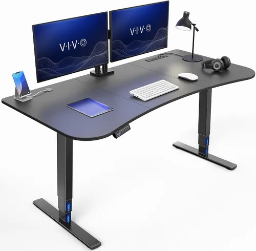 Vista 31 de VIVO - Escritorio eléctrico de pie de 71 x 30 pulgadas con marco de bambú real, ajuste de pantalla táctil, soporte de marco de 176 lb, serie 2E