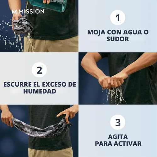 Vista 2 de MISSION Toalla refrescante original, microfibra suave y duradera, enfría hasta 2 horas, protección solar UPF 50, lavable a máquina Jaspe