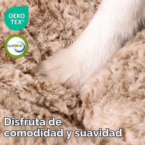 Vista 8 de FUKUMARU Cama extra gruesa para gatos, dona calmante, antiansiedad y Camello