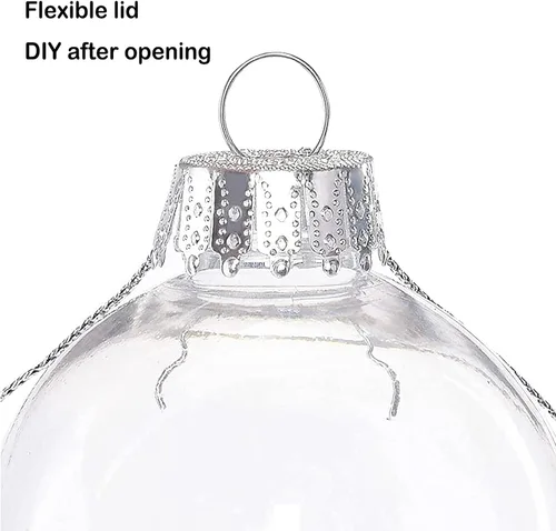 Vista 4 de 6 bolas decorativas de plástico transparente para Navidad, adornos rellenables de 3.15 pulgadas, decoración de bolas de plástico transparente