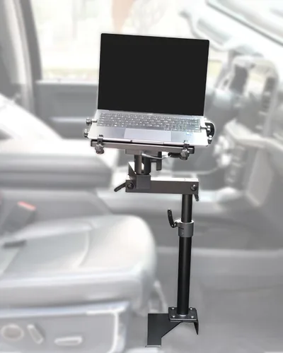 Vista 7 de Soporte para laptop de camión apto para Ford F150, F350, F250, F550, sin perforaciones, soporte para computadora portátil de hasta 17 pulgadas