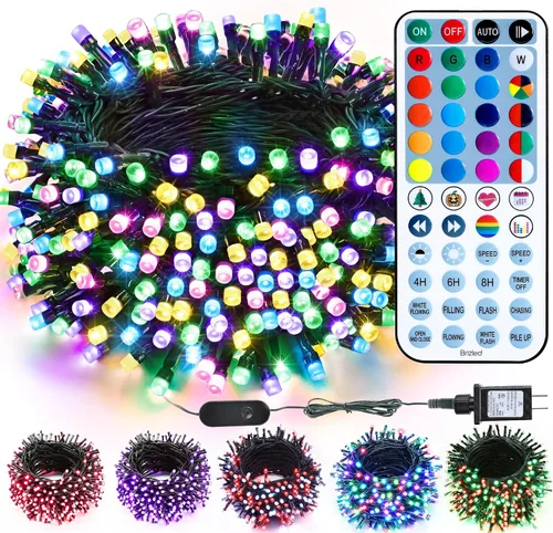 Vista 11 de Brizled Cadena de luces que cambian de color, 33 pies, 100 luces LED pasrel de Pascua con control remoto, cadena de luces RGB regulables, cable