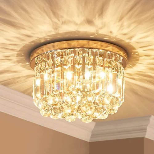 Vista 2 de AGV LIGHTING 16061 K9 Lámpara de techo empotrada de cristal, cerca del techo, diseño moderno, 3 luces, perfecta para vestíbulo, sala de estar, D12 x