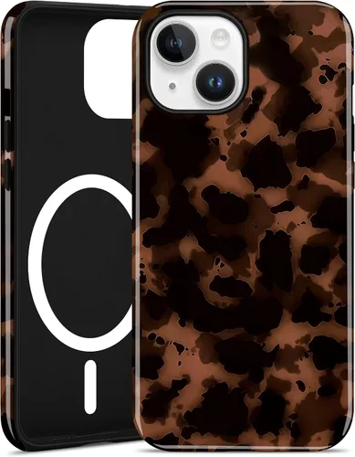 Vista 65 de Jusy Compatible con MagSafe Brown Tortoise Shell Print Phone Case para iPhone 7/8/SE, funda protectora magnética de lujo de TPU suave