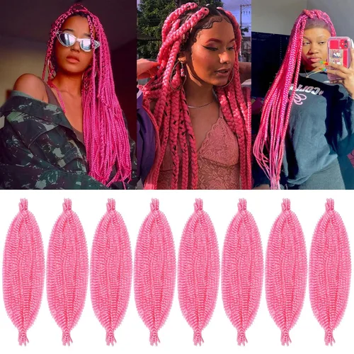 Vista 90 de Cabello de Envoltura Pre-Esponjado de 8 Pulgadas, 3 Paquetes, Cabello Afro Twist Pre-Separado Elástico para Locs, Cabello Afro Twist Negro Natural