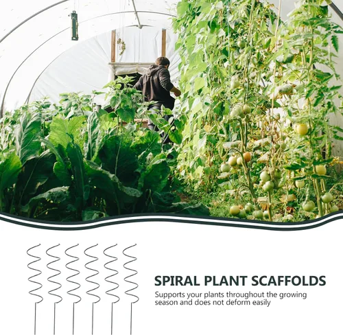 Vista 6 de Estacas para plantas decorativas, 6 unidades, marco de jaula de pila, soporte de jardín, soporte de flores, palillos de flores en espiral